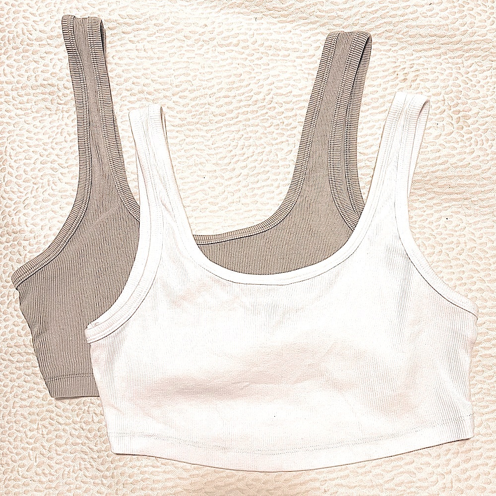 🤍💚 Zara Bundle of 2 Washed Effect Crop Tops Large